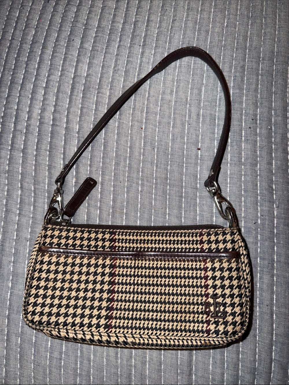 Vintage Ralph Lauren Classic Houndstooth HandBag Brown/Beige